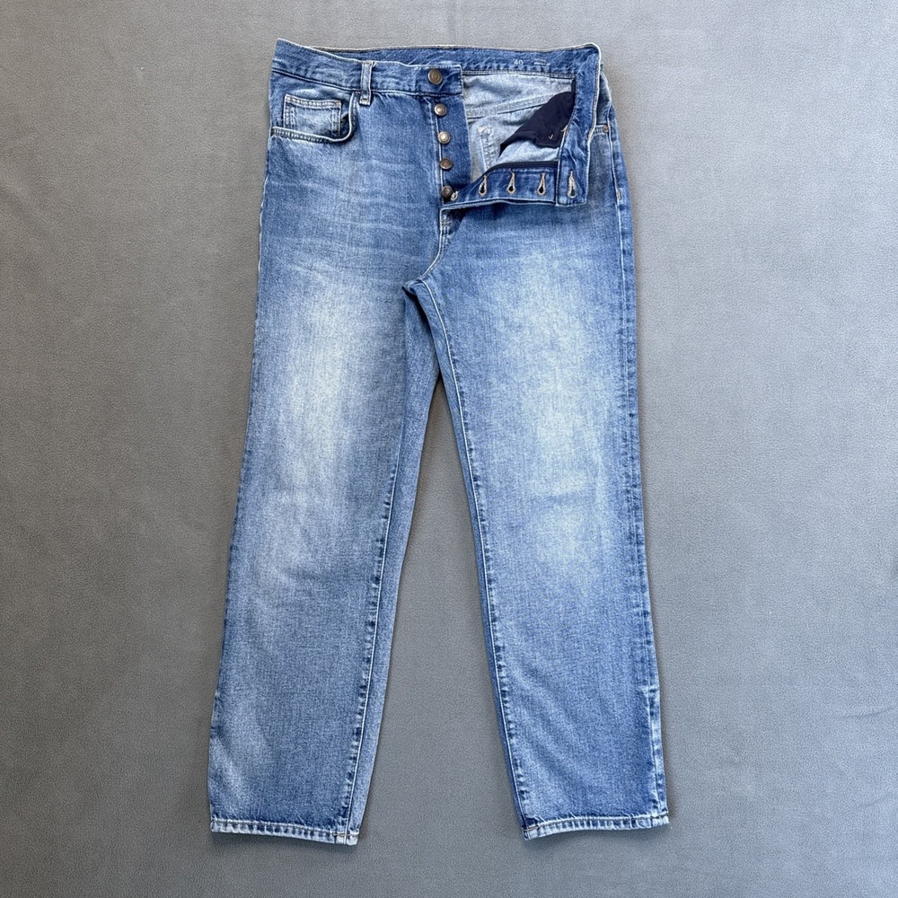 Massimo Dutti Jeans Womens 8 Blue Straight‎ High Rise Button Fly Premium Denim